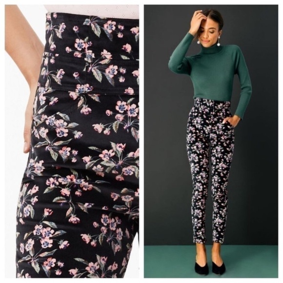 Rebecca Taylor Tilda Velvet Floral High Waisted Pants Size 0 NWOT - Picture 7 of 11